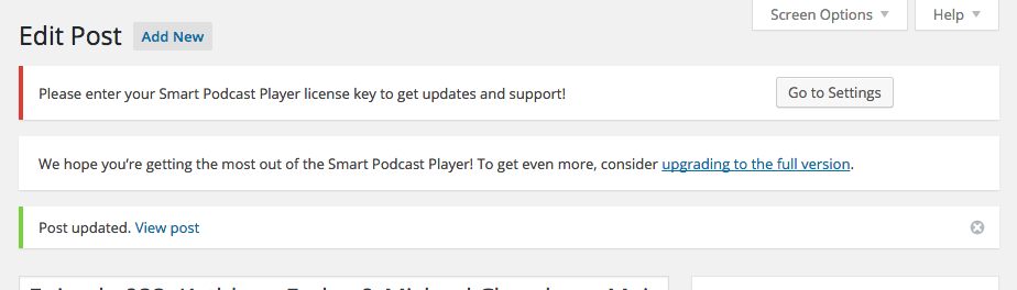 Annoying podcaster player messages
