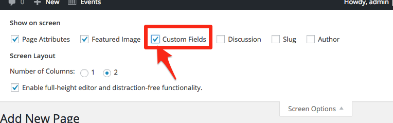 Enabling custom fields