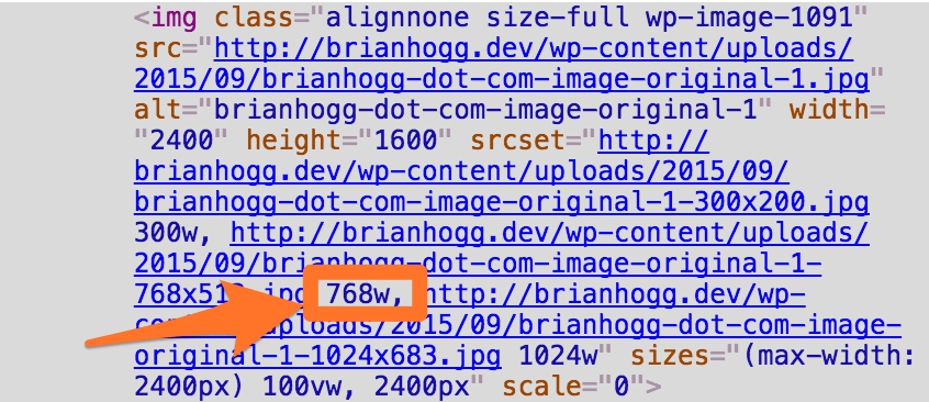 new srcset responsive image size wordpress
